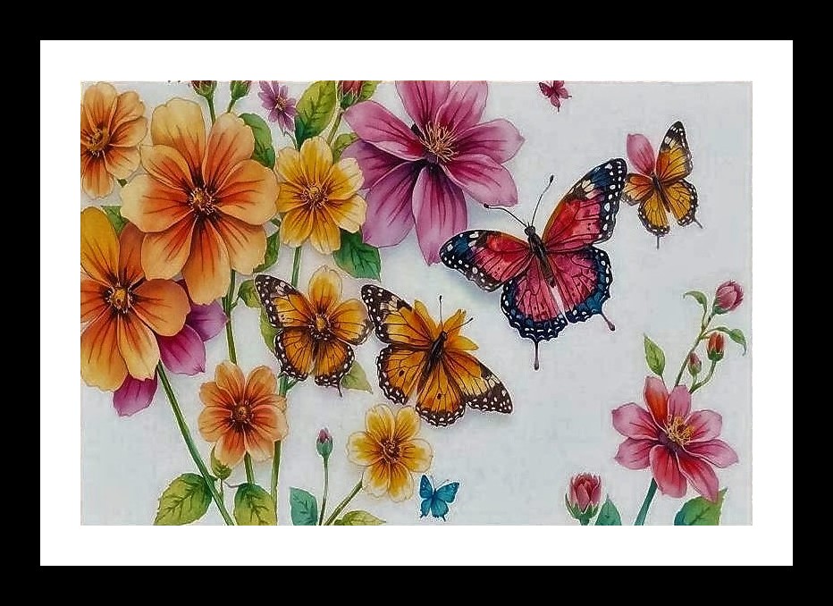 Floral Butterfly Portrait - Vibrant Bloom Canvas Art Wall Art, Interior Accents, Framing Solutions, Residential/Commercial Decor, Premium Gifts | Size: 8 x 12 inches
