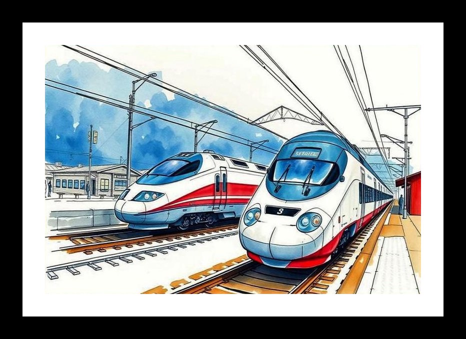 High Speed Rail Arrival: Sleek Design, Efficient Travel. Wall Art, Interior Accents, Framing Solutions, Residential/Commercial Decor, Premium Gifts
 | Size: 8 x 12 inches