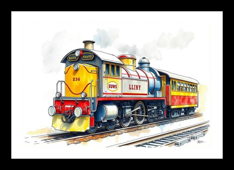 Crimson & Gold Train Canvas Art - Wall Art, Interior Accents, Framing Solutions, Residential/Commercial Decor, Premium Gifts | Size: 8 x 12 inches