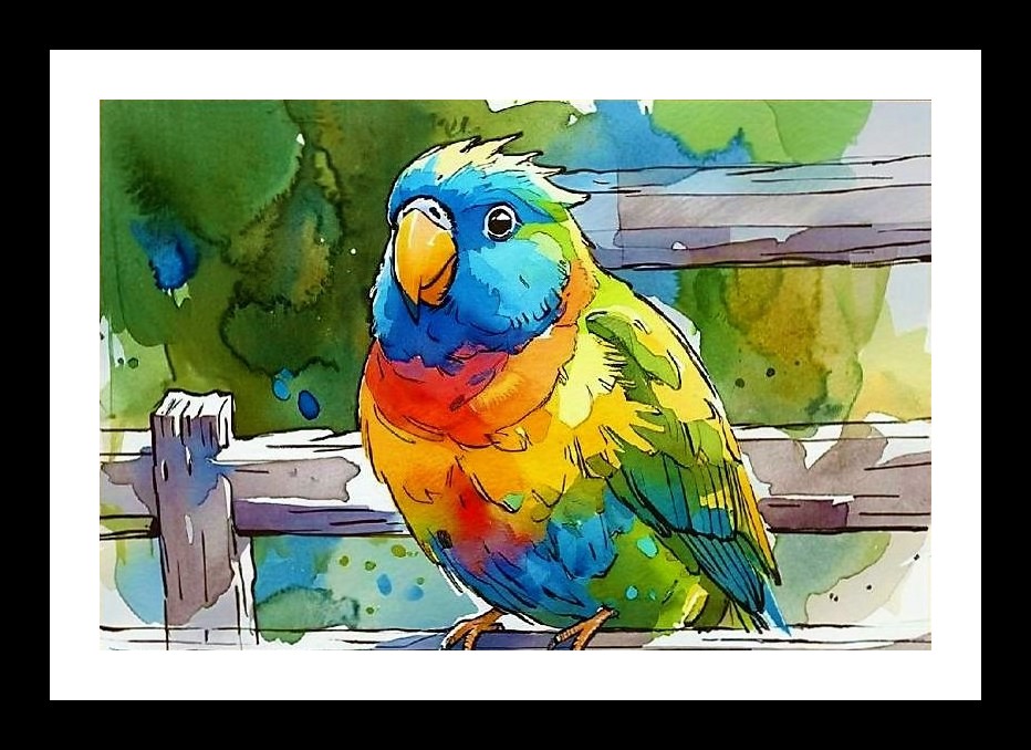 Vibrant Jungle Parrot Portrait - Serene Bird Paradise Art. Photo Frame With Photo, Wall Hanging Art, Wall Decor, Home Decor, Picture Frame | Size: 8 x 12 inches