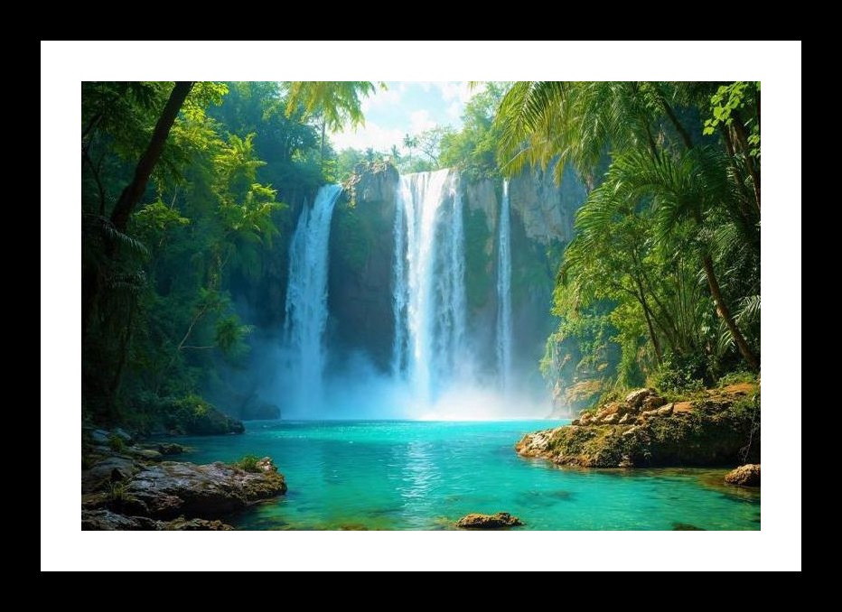 Turquoise Falls Jungle Oasis Photo: Serenity Captured Wall Art, Interior Accents, Framing Solutions, Residential/Commercial Decor, Premium Gifts | Size: 8 x 12 inches