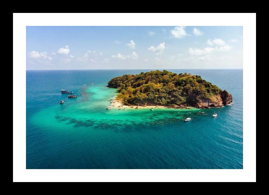 Tropical Island Paradise Boats Turquoise Waters Wall Art, Interior Accents, Framing Solutions, Residential/Commercial Decor, Premium Gifts | Size: 8 x 12 inches