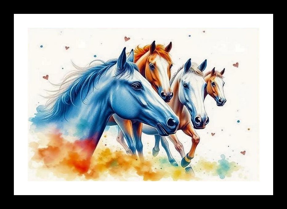 Galloping Graces: Watercolor Horses in Motion. Wall Art, Interior Accents, Framing Solutions, Residential/Commercial Decor, Premium Gifts | Size: 8 x 12 inches