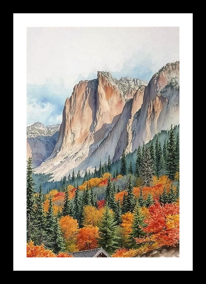 Colorful Mountain Landscape Portrait - Wall Art, Interior Accents, Framing Solutions, Residential/Commercial Decor, Premium Gifts | Size: 8 x 12 inches