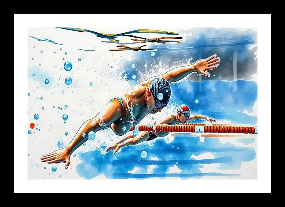 Swimmer's Glide: Motion & Energy Portrait. Wall Art, Interior Accents, Framing Solutions, Residential/Commercial Decor, Premium Gifts | Size: 8 x 12 inches