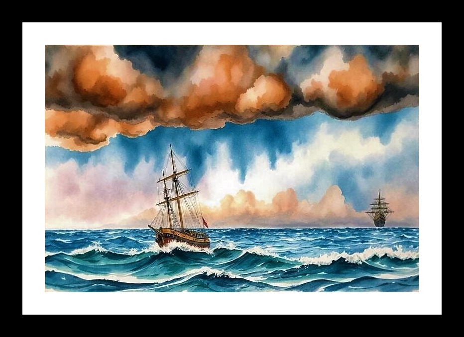 Mesmerizing Art: Marine Majesty Sailboat Triumphs Through Stormy Seas, Photo Frame With Photo, Wall Hanging Art, Wall Decor, Home Decor, Picture Frame | Size: 8 x 12 inches