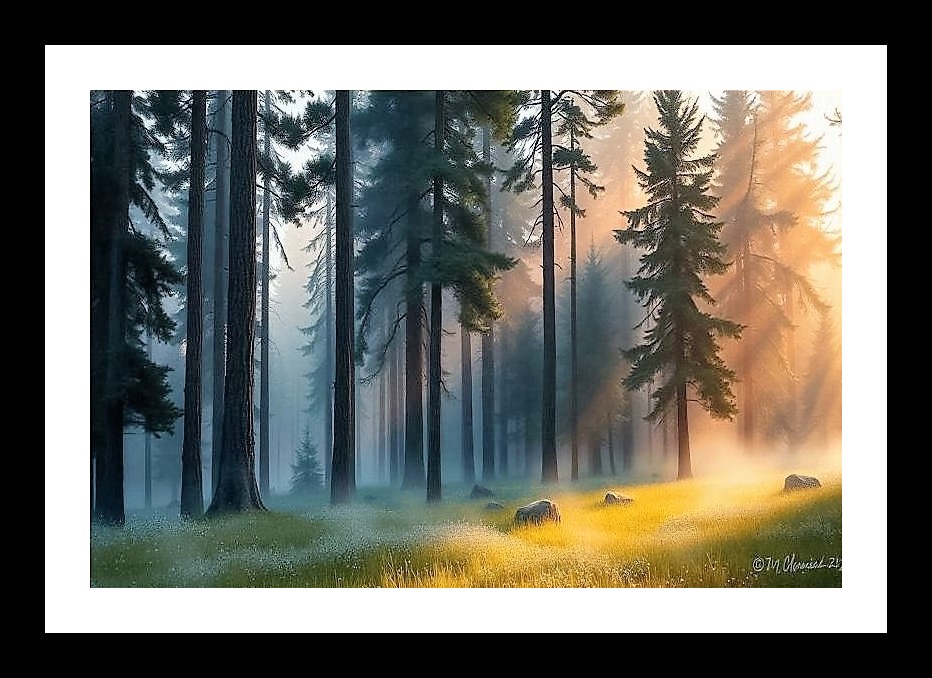 Ethereal Foggy Forest Portrait - Lush Green Mountain Scene Photo Frame With Photo, Wall Hanging Art, Wall Decor, Home Decor, Picture Frame | Size: 8 x 12 inches