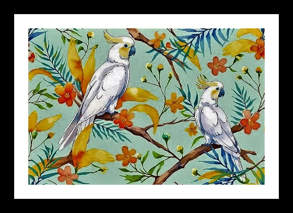 Watercolor Cockatoo Portrait: Minimalist Bird Art Print Photo Frame With Photo, Wall Hanging Art, Wall Decor, Home Decor, Picture Frame | Size: 8 x 12 inches