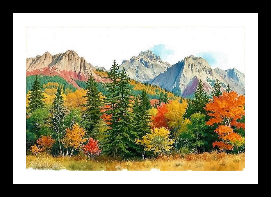 Autumn Mountain Tapestry Portrait Wall Art, Interior Accents, Framing Solutions, Residential/Commercial Decor, Premium Gifts | Size: 8 x 12 inches