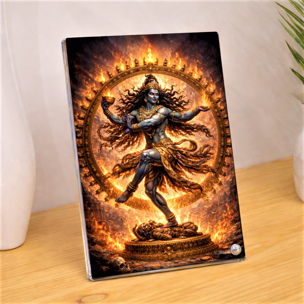 Stunning Nataraja Cosmic Dance Acrylic Photo Frame, Sparkle Acrylic Photo Frame, Religious Images, Spiritual Images, Puja Room, Tabletop Framing Solutions, Residential/Commercial Decor, Premium Gifts
