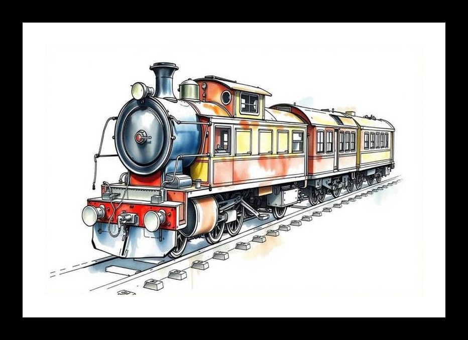 Vintage Steam Train Portrait - Vibrant Wall Art, Interior Accents, Framing Solutions, Residential/Commercial Decor, Premium Gifts | Size: 8 x 12 inches