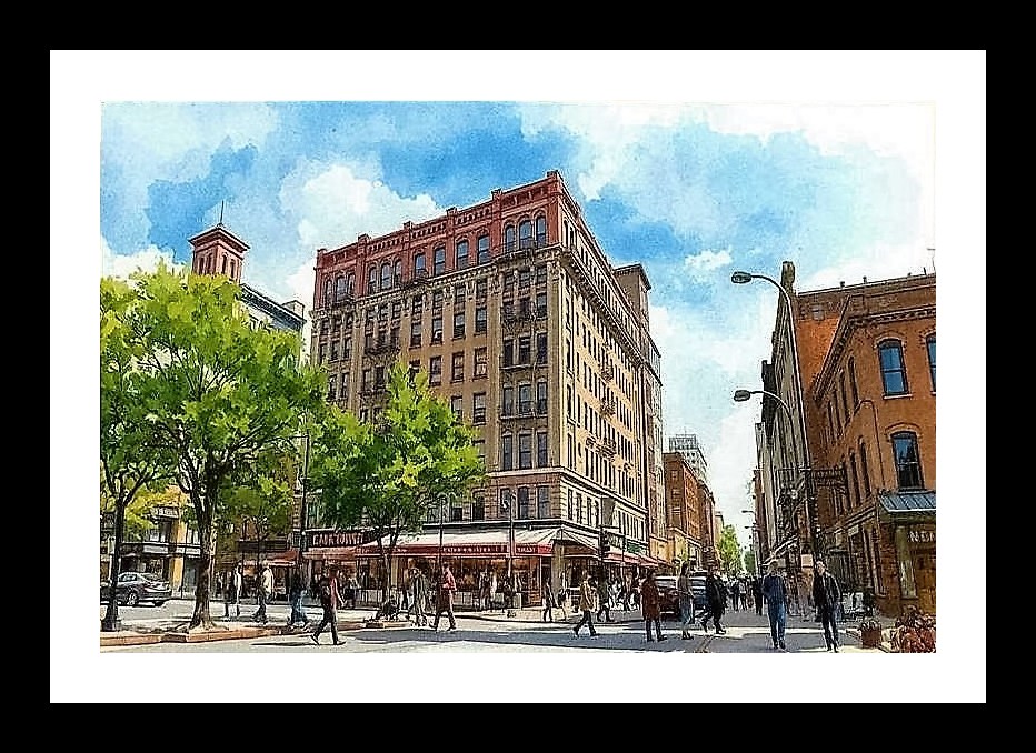 Cityscape Portrait: Vibrant Street Scene Wall Art, Interior Accents, Framing Solutions, Residential/Commercial Decor, Premium Gifts | Size: 8 x 12 inches