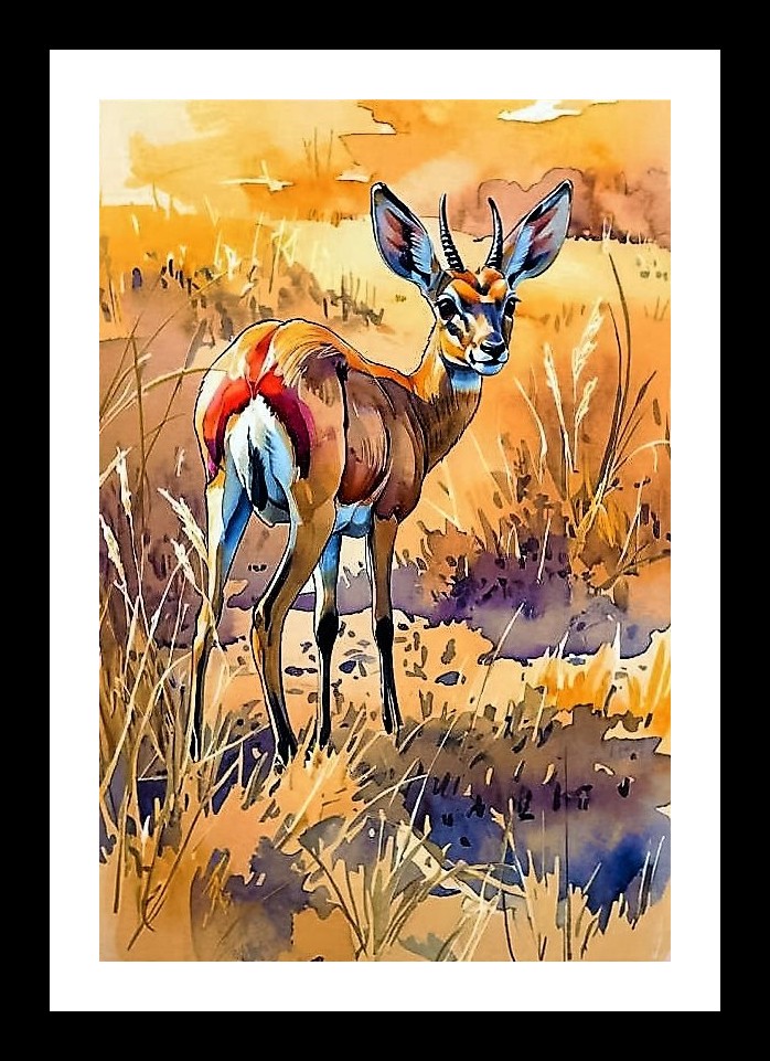 Springbok Savanna Majesty: Golden Light Portrait. Photo Frame With Photo, Wall Hanging Art, Wall Decor, Home Decor, Picture Frame | Size: 8 x 12 inches