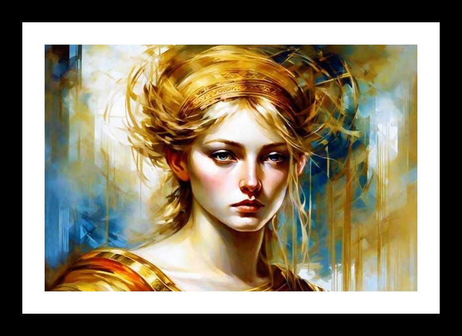 Golden-Haired Queen Portrait - Serene Beauty. Wall Art, Interior Accents, Framing Solutions, Residential/Commercial Decor, Premium Gifts | Size: 8 x 12 inches