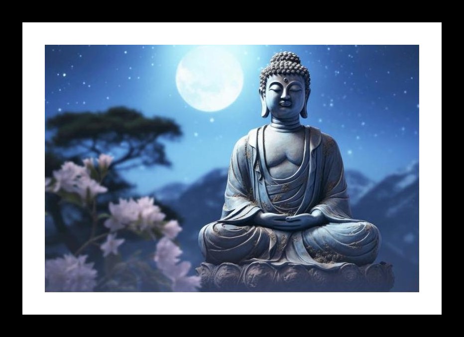 Serene Buddha Moonlit Meditation - Wall Art, Interior Accents, Framing Solutions, Residential/Commercial Decor, Premium Gifts | Size: 8 x 12 inches