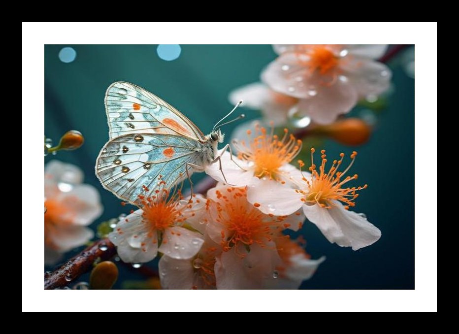 Blue Butterfly Dew Kiss Photo Print - Wall Art, Interior Accents, Framing Solutions, Residential/Commercial Decor, Premium Gifts | Size: 8 x 12 inches
