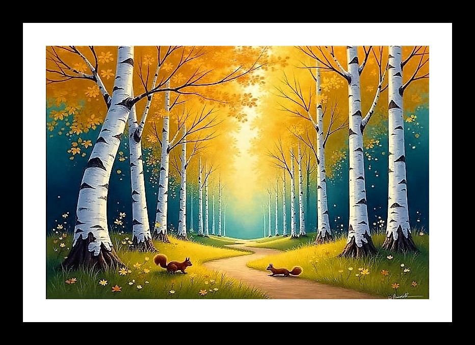 Golden Leaf Path: Watercolor Nature Portrait Photo Frame With Photo, Wall Hanging Art, Wall Decor, Home Decor, Picture Frame | Size: 8 x 12 inches