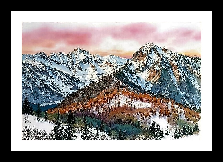 Winter Sunrise Mountain Portrait - Autumnal Accent Wall Art, Interior Accents, Framing Solutions, Residential/Commercial Decor, Premium Gifts | Size: 8 x 12 inches
