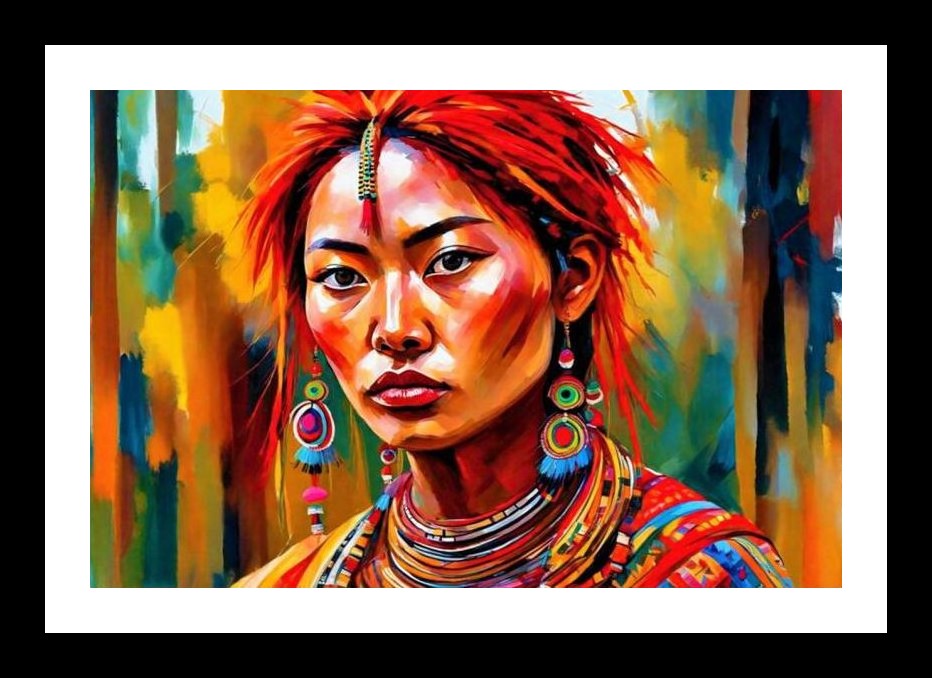 Tribal Jewel Woman Portrait: Vibrant Art for Your Space Wall Art, Interior Accents, Framing Solutions, Residential/Commercial Decor, Premium Gifts | Size: 8 x 12 inches