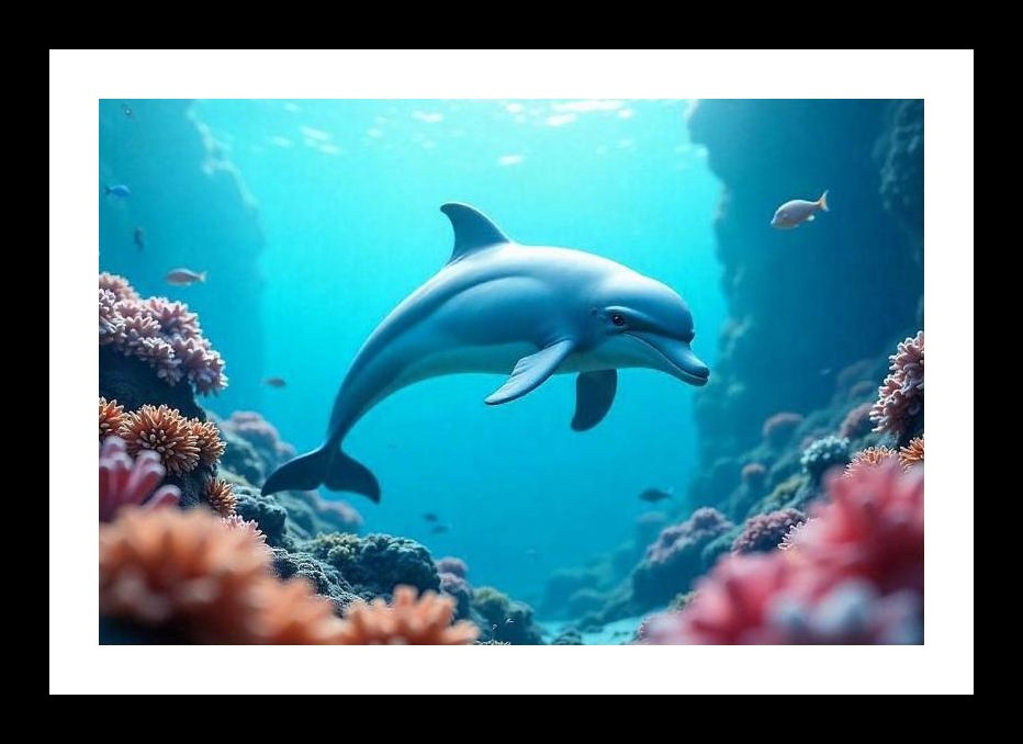 Dolphin's Dance: Coral Reef Canvas Art. Wall Art, Interior Accents, Framing Solutions, Residential/Commercial Decor, Premium Gifts | Size: 8 x 12 inches