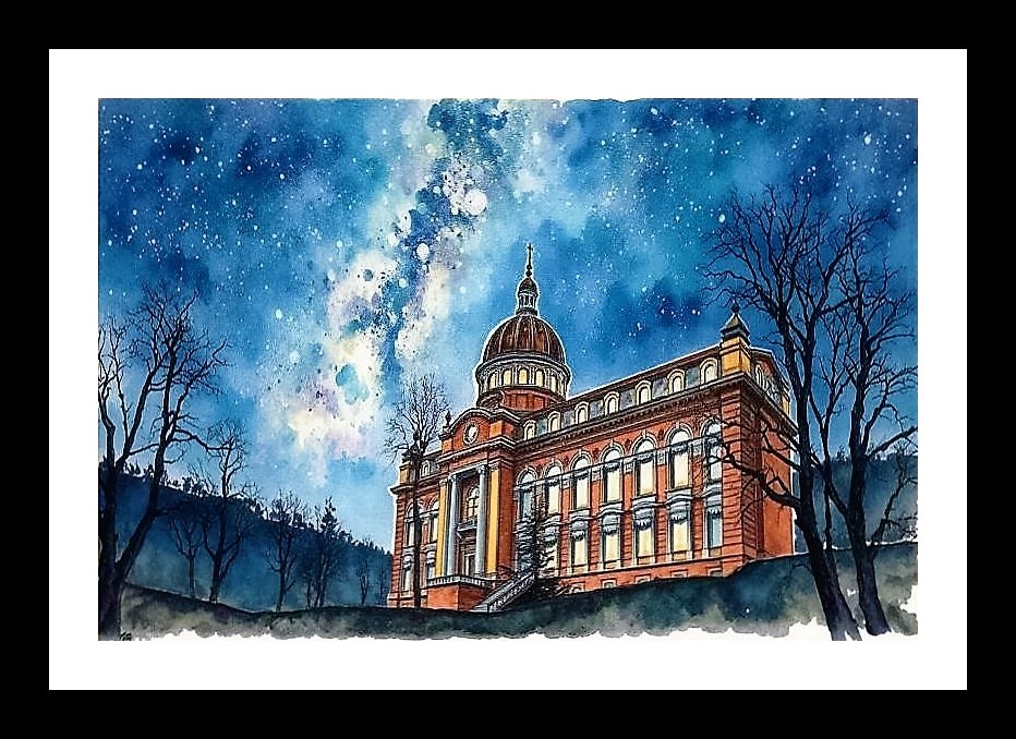 Victorian Palace Nightscape: A Timeless Portrait. Wall Art, Interior Accents, Framing Solutions, Residential/Commercial Decor, Premium Gifts | Size: 8 x 12 inches