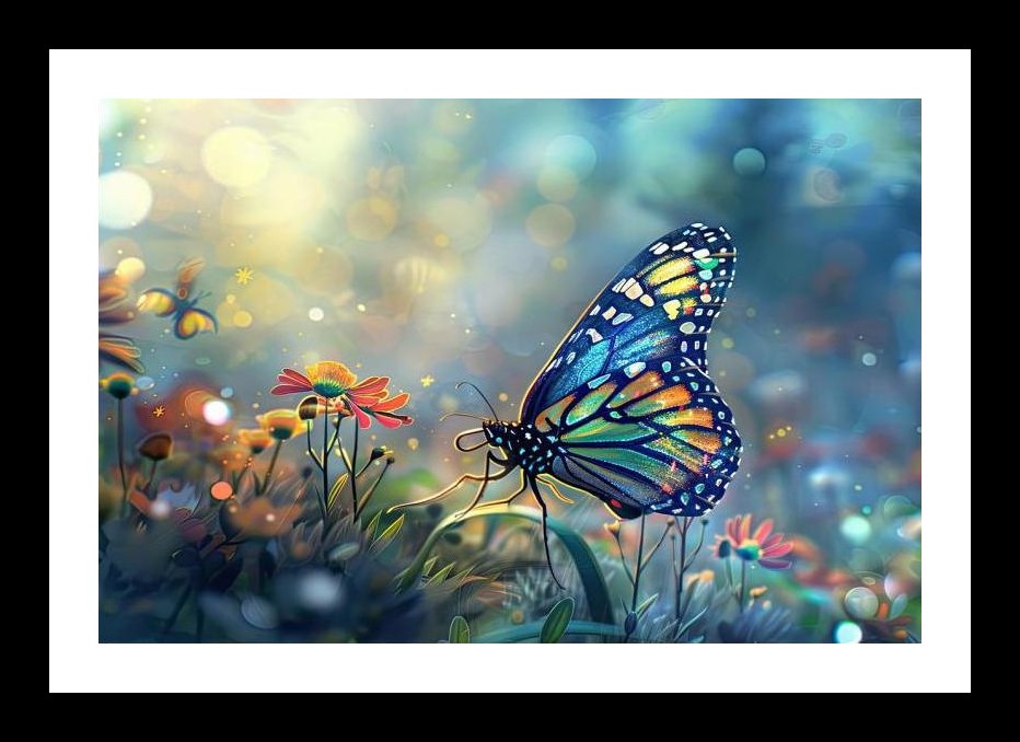 Butterfly's Embrace: Floral Serenity Print. Wall Art, Interior Accents, Framing Solutions, Residential/Commercial Decor, Premium Gifts | Size: 8 x 12 inches