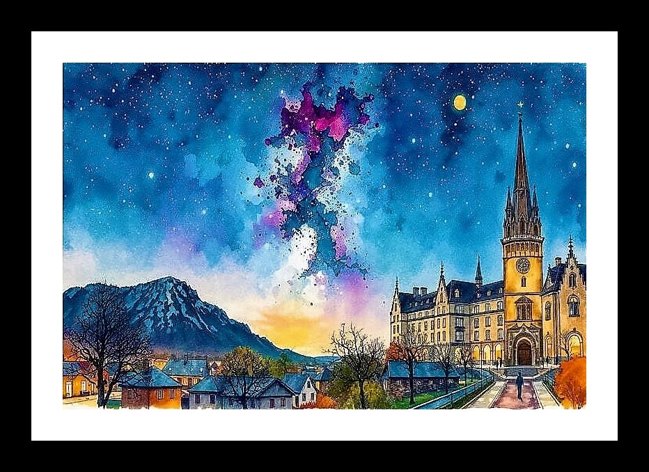 Victorian Palace Night Sky Portrait - Stunning Wall Art Photo Frame With Photo, Wall Hanging Art, Wall Decor, Home Decor, Picture Frame | Size: 8 x 12 inches