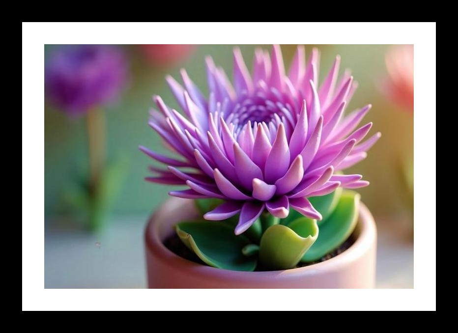 Purple Clay Flower Bloom - Delicate Beauty. Wall Art, Interior Accents, Framing Solutions, Residential/Commercial Decor, Premium Gifts | Size: 8 x 12 inches