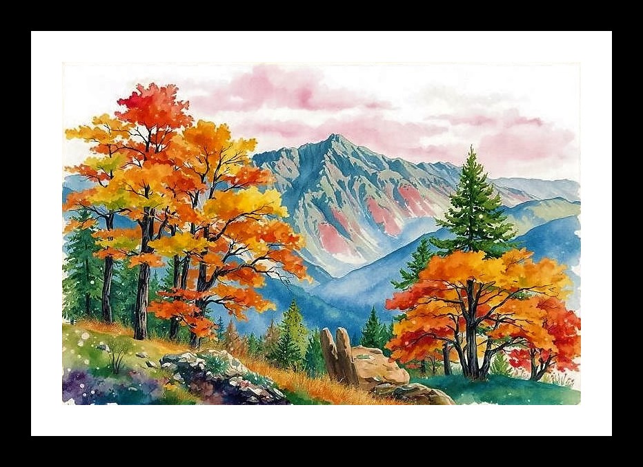 Autumn Majesty: Framed Mountain Peak Photo. Photo Frame With Photo, Wall Hanging Art, Wall Decor, Home Decor, Picture Frame | Size: 8 x 12 inches