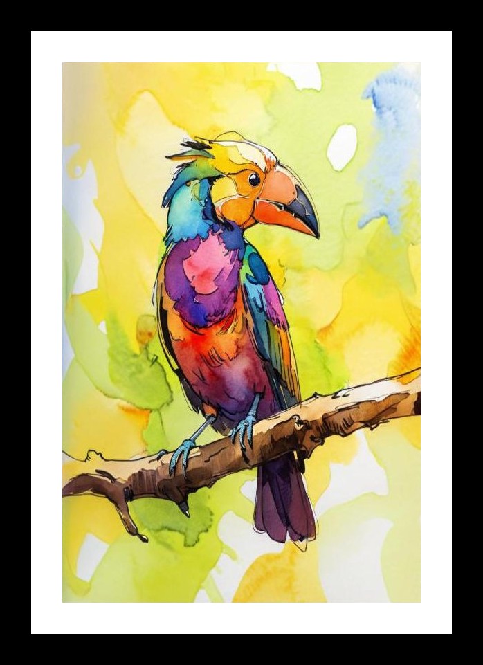 Vibrant Toucan Watercolor Portrait - Colorful Bird Art Wall Art, Interior Accents, Framing Solutions, Residential/Commercial Decor, Premium Gifts | Size: 8 x 12 inches