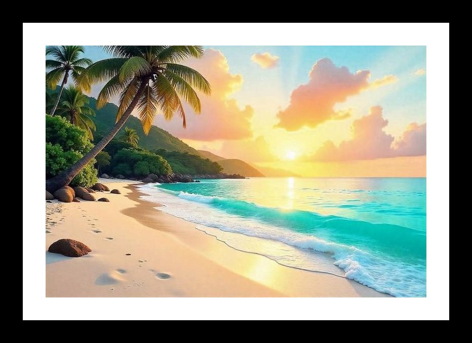 Paradise Sunset Beach Photo - Breathtaking Wall Art, Interior Accents, Framing Solutions, Residential/Commercial Decor, Premium Gifts | Size: 8 x 12 inches
