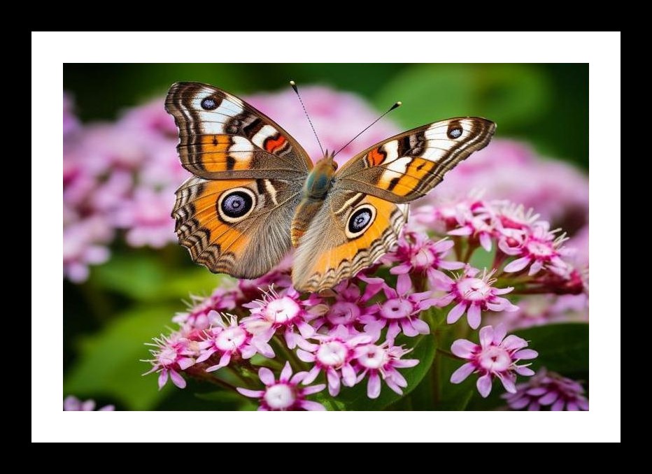Butterfly on Pink Flowers: Vibrant Photo Print Wall Art, Interior Accents, Framing Solutions, Residential/Commercial Decor, Premium Gifts | Size: 8 x 12 inches