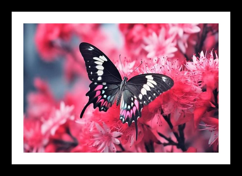 Butterfly on Blossoms: Vibrant Photo Print Wall Art, Interior Accents, Framing Solutions, Residential/Commercial Decor, Premium Gifts | Size: 8 x 12 inches