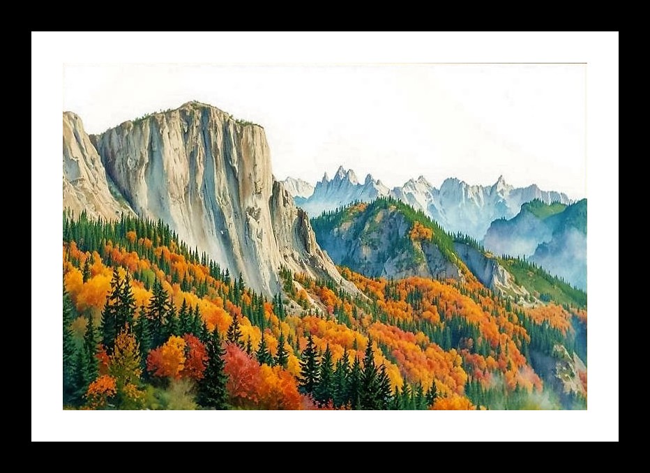 Majestic Mountainscape Portrait: Stony Peaks & Lush Foothills. Photo Frame With Photo, Wall Hanging Art, Wall Decor, Home Decor, Picture Frame | Size: 8 x 12 inches