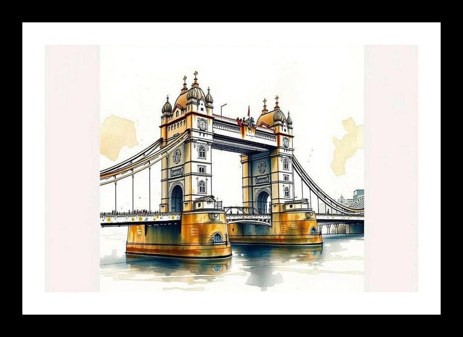 Watercolor Tower Bridge London Art. Wall Art, Interior Accents, Framing Solutions, Residential/Commercial Decor, Premium Gifts | Size: 8 x 12 inches