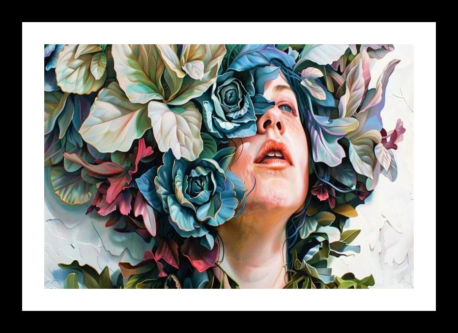 Floral Portrait: Woman in Bloom Art Print Wall Art, Interior Accents, Framing Solutions, Residential/Commercial Decor, Premium Gifts | Size: 8 x 12 inches
