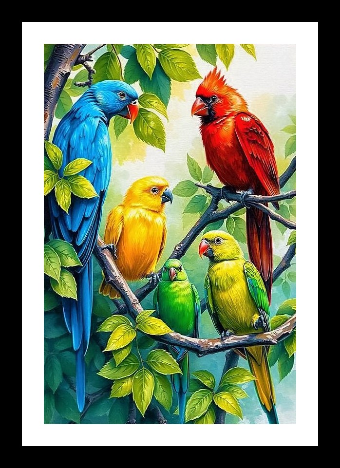 Vibrant Parrot Portrait: A Tropical Avian Masterpiece Wall Art, Interior Accents, Framing Solutions, Residential/Commercial Decor, Premium Gifts | Size: 8 x 12 inches