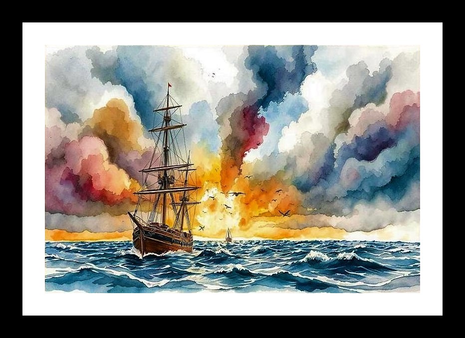 Sailboat Tempest: Ocean Art Portrait. Photo Frame With Photo, Wall Hanging Art, Wall Decor, Home Decor, Picture Frame | Size: 8 x 12 inches