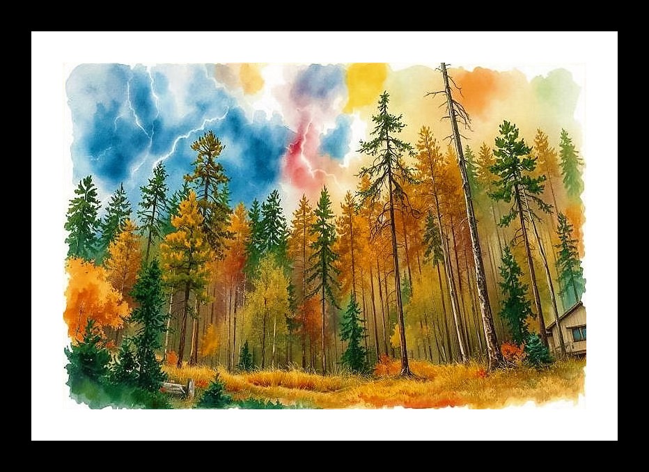 Watercolor Mountain Forest Portrait - Serene Landscape Art Wall Art, Interior Accents, Framing Solutions, Residential/Commercial Decor, Premium Gifts | Size: 8 x 12 inches