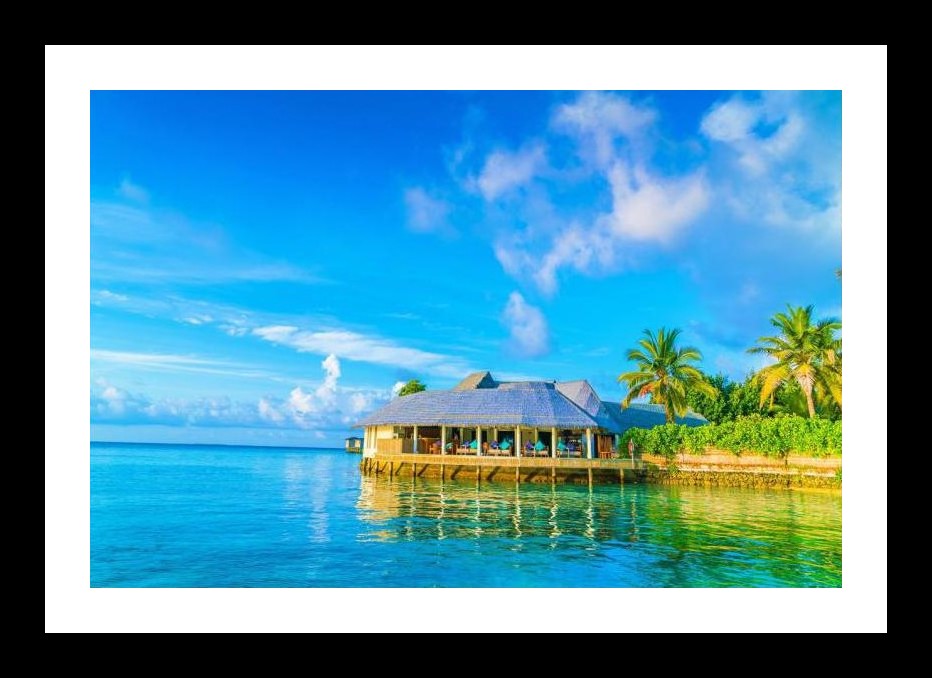 Tropical Paradise Overwater Bungalow Photo - Wall Art, Interior Accents, Framing Solutions, Residential/Commercial Decor, Premium Gifts | Size: 8 x 12 inches