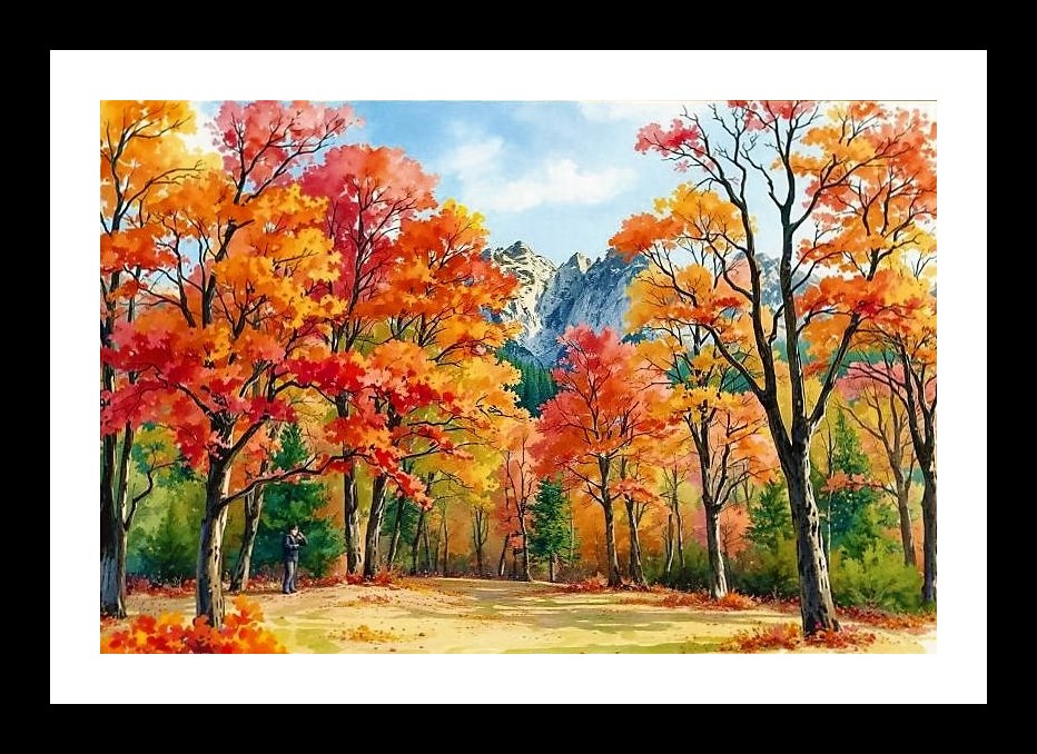 Autumn Majesty: Solitary Soul in Mountain's Embrace. Photo Frame With Photo, Wall Hanging Art, Wall Decor, Home Decor, Picture Frame | Size: 8 x 12 inches