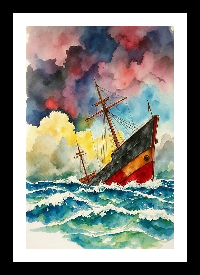 Turbulent Seas: A Sailboat's Courageous Journey. Photo Frame With Photo, Wall Hanging Art, Wall Decor, Home Decor, Picture Frame | Size: 8 x 12 inches