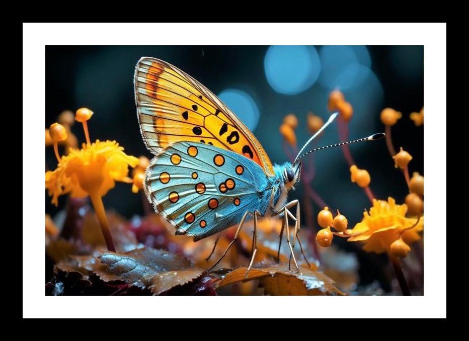 Butterfly on Yellow Flowers: Vibrant Photo Print Wall Art, Interior Accents, Framing Solutions, Residential/Commercial Decor, Premium Gifts | Size: 8 x 12 inches