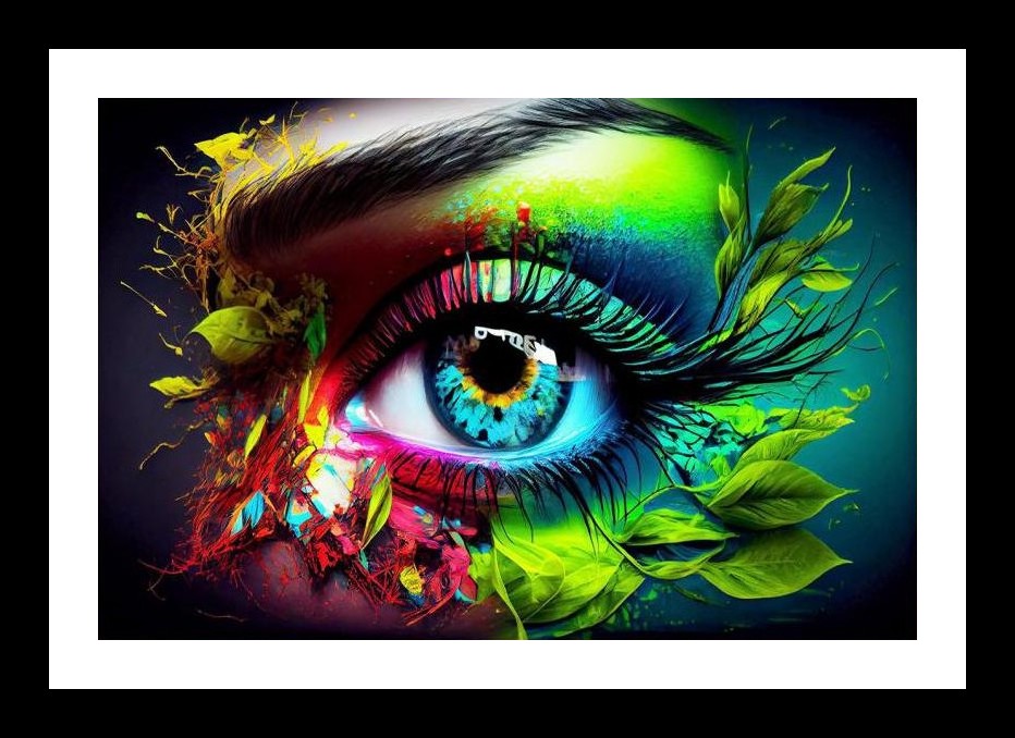 Chromatic Iris: Vibrant Eye Portrait Wall Art, Interior Accents, Framing Solutions, Residential/Commercial Decor, Premium Gifts | Size: 8 x 12 inches