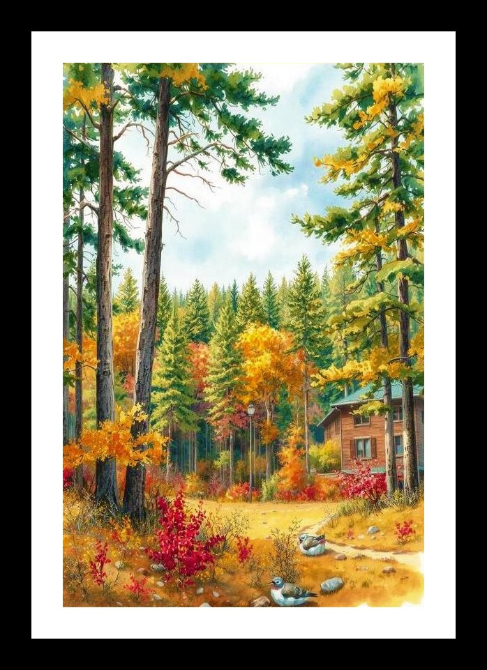 Watercolor Forest Portrait - Vibrant Floral Trees. Wall Art, Interior Accents, Framing Solutions, Residential/Commercial Decor, Premium Gifts | Size: 8 x 12 inches