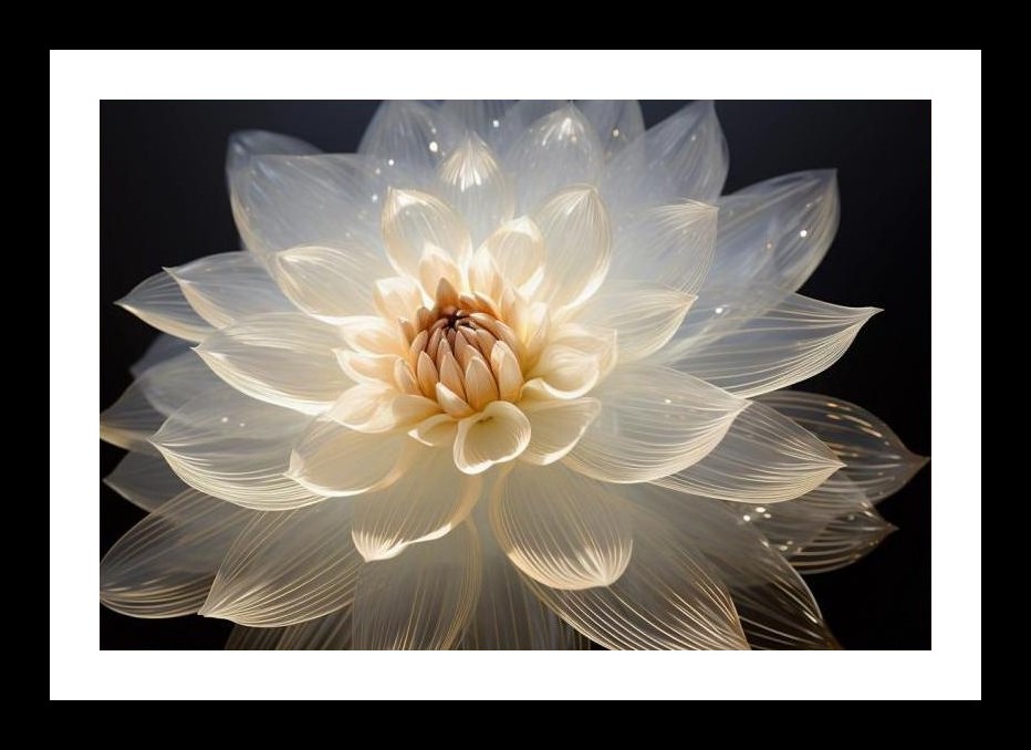 Ethereal Dahlia Bloom: Translucent Beauty Captured. Wall Art, Interior Accents, Framing Solutions, Residential/Commercial Decor, Premium Gifts | Size: 8 x 12 inches