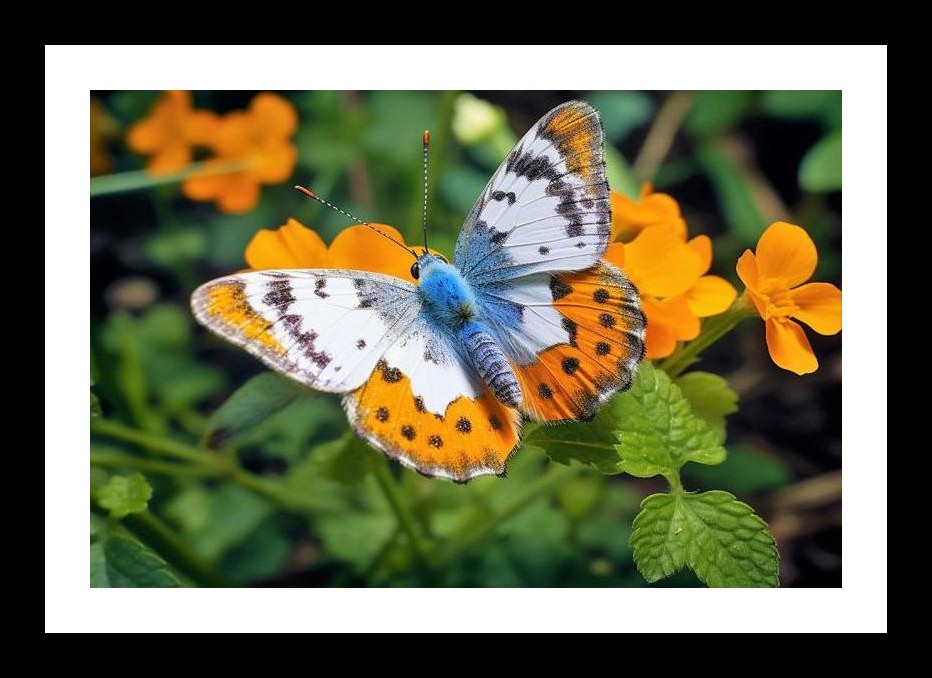 Butterfly on Orange Flowers - Vivid Photo Print Wall Art, Interior Accents, Framing Solutions, Residential/Commercial Decor, Premium Gifts | Size: 8 x 12 inches