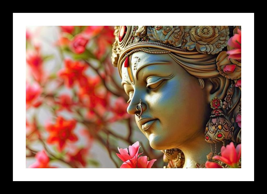 Golden Serenity: Blossoms & Divinity Photo Wall Art, Interior Accents, Framing Solutions, Residential/Commercial Decor, Premium Gifts | Size: 8 x 12 inches