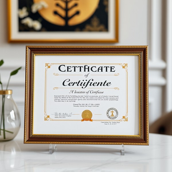 A4 Brown Goldline Framed Certificates