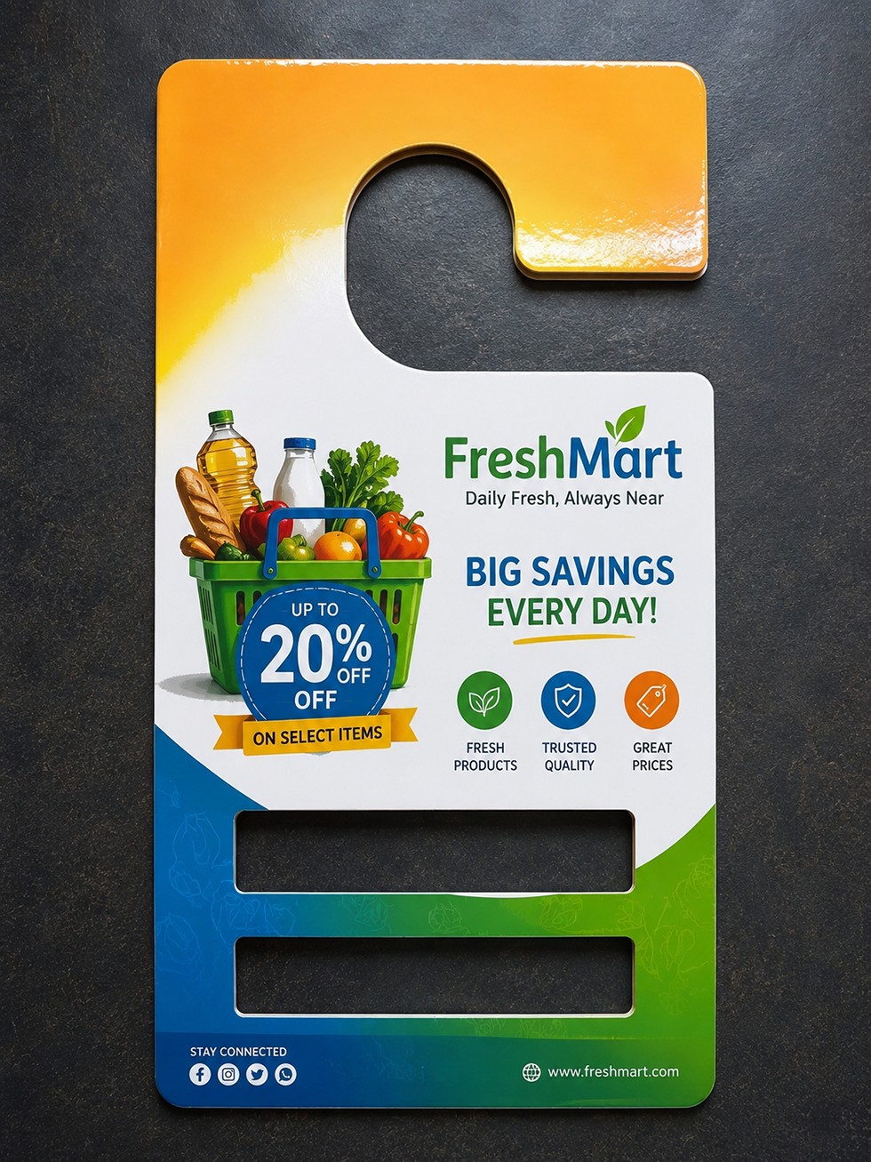Custom Printed Shop Hanging Board | Promotional Advertising Display Hanger | Glossy Board Printing with Rope | Retail Branding Sign